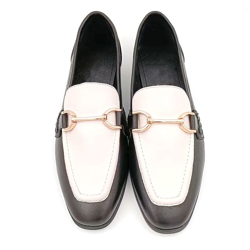 Wanita Casual Loafer Shoes Dengan Rubber Outsole Hitam Putih Warna