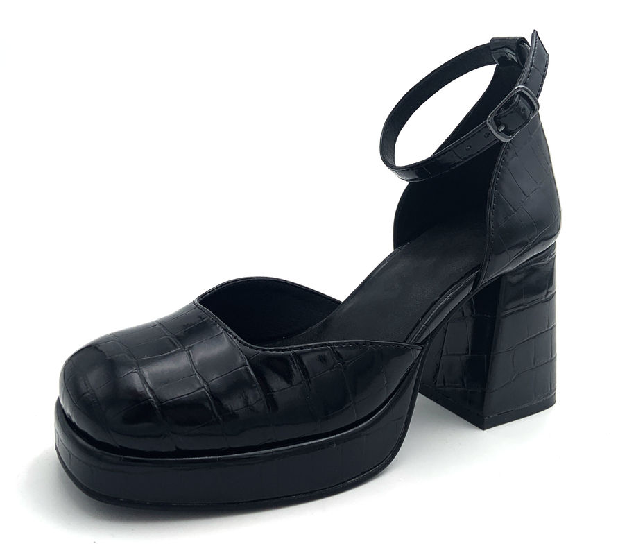 Wanita Bergaya Heels Hitam Slip On Type Untuk Cocktail Pesta
