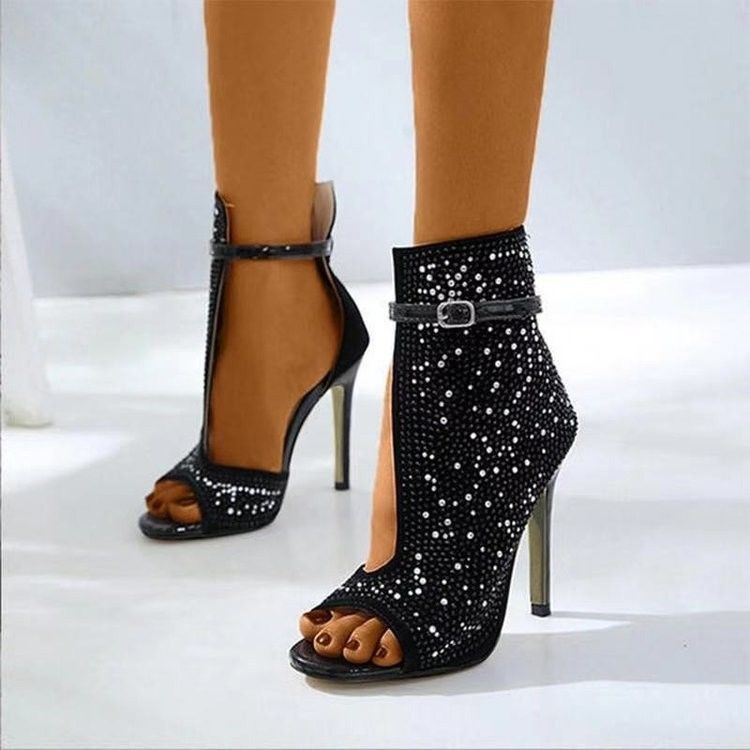 Stylish Wanita Stiletto Heel Shoes Dengan Hitam Putih Brown Warna