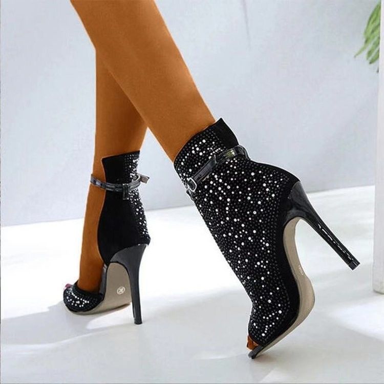 Stylish Wanita Stiletto Heel Shoes Dengan Hitam Putih Brown Warna